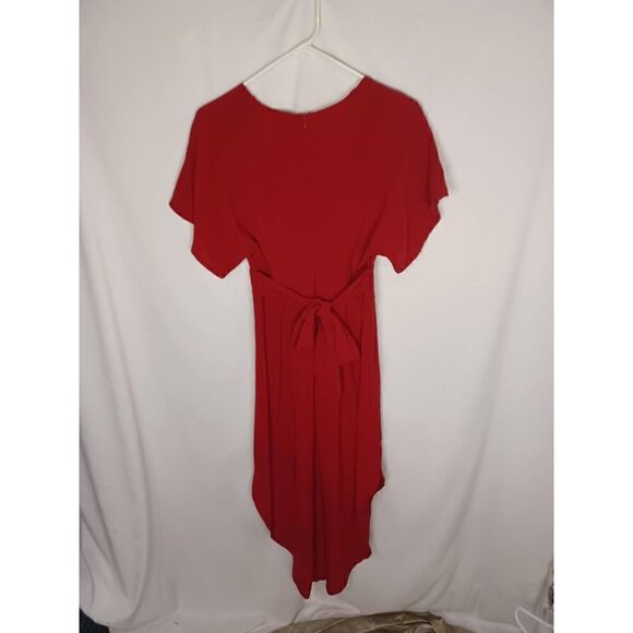 Theory of style Red V Neck Midi Dress Formal 8 - Picture 4 of 4